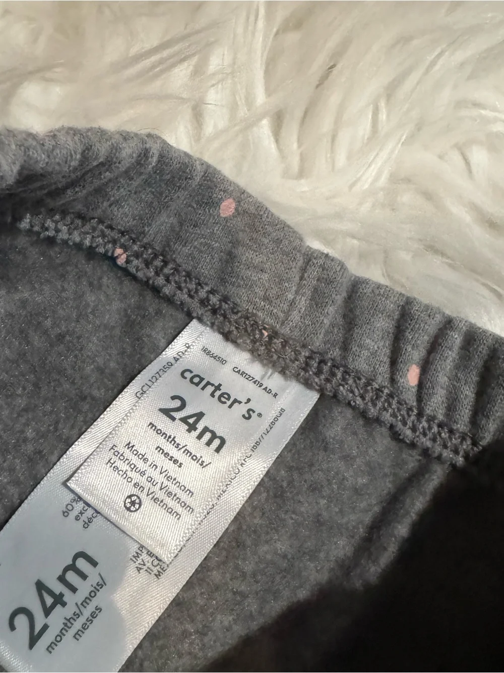 Carter’s Toddler Girl 24M Gray Pink Polka Dot Fleece Jogger Pants